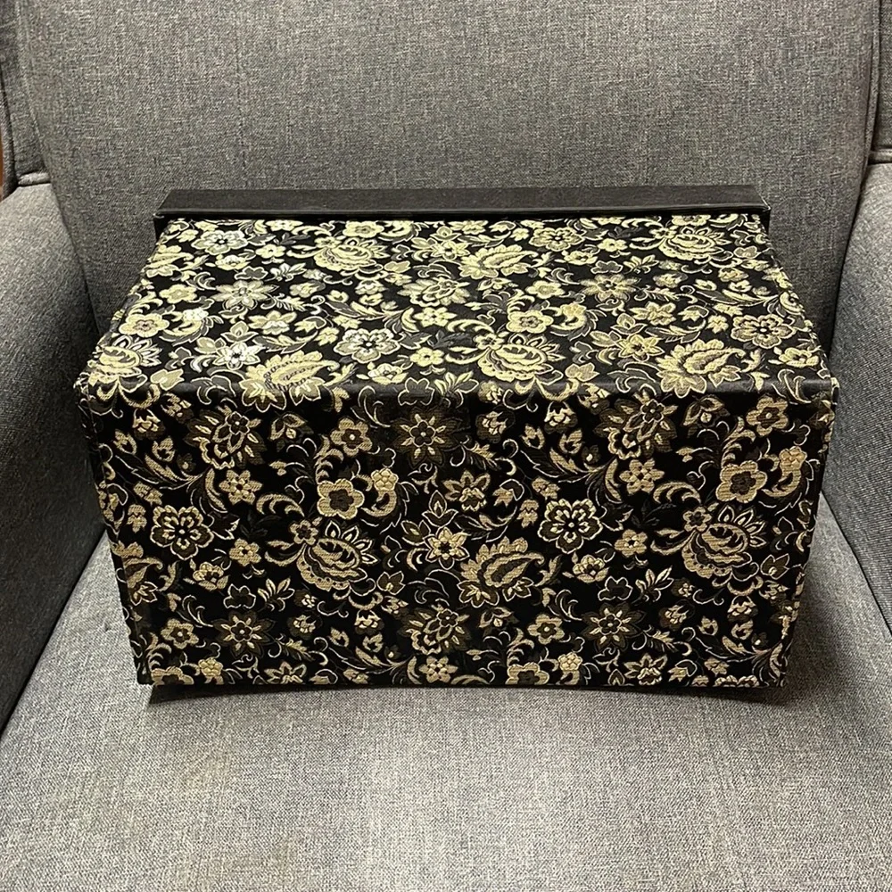 Gold Floral Fabric Covered Memory Box